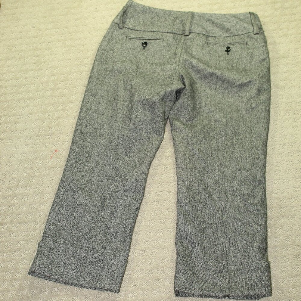 Express Editor Size 0 Black White Tweed Wool Blend Fully Lined Cuffed Pants - Picture 2 of 7